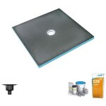 Wedi - receveur de douche à carreler 150 x 150 fundo primo carré écoulement centrée + bonde verticale ... Wedi - receveur de douche à carreler 150 x 150 fundo primo carré écoulement centrée + bonde verticale ...