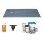 Wedi - receveur de douche  carreler 180 x 90 fundo primo coulement excentr + bonde verticale + kit ...