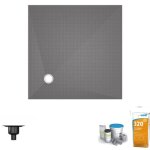Wedi - receveur de douche  carreler 90 x 90 fundo primo carr coulement excentr + bonde verticale ...