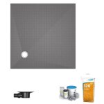 Wedi - receveur de douche � carreler 90 x 90 fundo primo �coulement excentr� + bonde horizontale + kit ...