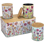 Lot de 4 rangements cuisine garden wenko, boite � pain m�tallique avec couvercle planche � d�couper en ...