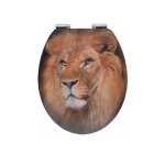 Wenko - abattant wc avec frein de chute, abattant wc original lion avec motif 3d, fixation inox, mdf, ...