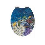 Wenko - abattant wc avec frein de chute, abattant wc original poisson avec motif 3d, fixation inox, mdf, ...