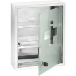 Wenko - armoire  pharmacie 3 niveaux avec serrure porte en verre scurit satin fermeture avec cl, ...