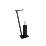 Wenko - serviteur wc 2en1 lirio, brosse wc et drouleur papier toilette sur pied, acier inox, 15x68, ...