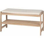 Wenko - meuble � chaussures en bois avec si�ge en lin imitant acina, couleur naturelle