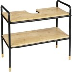 Wenko - meuble lavabo, 70 x 60 x 33, 5 cm, plan de travail en bambou, loft