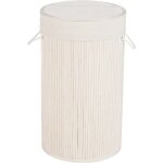 Panier  linge bamboo rond blanc 35 x 60 x 35 cm