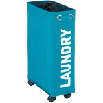 Panier  linge wenko corno turquoise 43 l 60 cm  roulettes panire  linge design en polyester pour ...