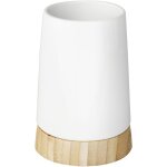 Wenko porte brosse � dent, gobelet salle de bain, bamboo, c�ramique - bambou, � 8, 5x11, 6 cm, blanc ...