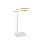 Wenko - porte serviette salle de bain sur pied, macao, acier - bambou, 43x79x24 cm, blanc - bois