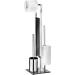 Combin wc rivalta serviteur 3 en 1 wenko brosse wc, drouleur stockage papier toilette, acier inox brillant ...