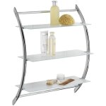 Wenko - tag�re salle de bain murale, 3 tablettes de rangement, exclusive vermont, acier - verre tremp�, ...
