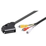 Cble adaptateur, pritel vers audio vido composite, in / out, connecteur scart (21 broches) 3 connecteurs ...