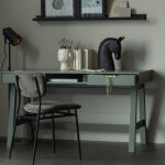 Whitelabel - bureau 2 tiroirs 1 niche 140x75x62 cm en pin massif vert - louz