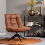 Whitelabel - fauteuil pivotant 85x70x90 cm en pu marron capitonn et mtal