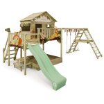 Aire de jeux disney quest avec balanoire & toboggan, maison sur pilotis avec bac  sable, chelle d'escalade ...
