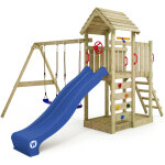 Wickey - aire de jeux multiflyer - toit en bois - balanoire - toboggan - maison enfant extrieur - bac ...