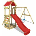 Wickey - aire de jeux portique bois freeflyer avec balançoire et toboggan rouge maison enfant exterieur ... Wickey - aire de jeux portique bois freeflyer avec balançoire et toboggan rouge maison enfant exterieur ...
