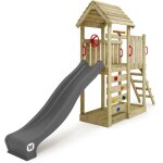 Wickey - aire de jeux portique bois joyflyer avec toboggan maison enfant exterieur avec bac  sable, ...