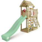 Wickey - aire de jeux portique bois joyflyer avec toboggan maison enfant exterieur avec bac � sable, ...