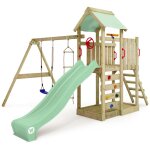 Wickey - aire de jeux portique bois multiflyer avec balanoire et toboggan maison enfant exterieur avec ...