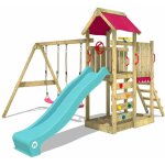 Wickey aire de jeux portique bois multiflyer avec balan�oire et toboggan maison enfant exterieur avec ...