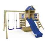 Wickey - aire de jeux portique bois smart cave avec balanoire et toboggan cabane enfant exterieur avec ...