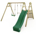 Wickey - portique de balanoire pour enfants smart dash avec toboggan, structure double en bois ? vert ...