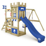 Wickey royalflyer aire de jeu en bois avec balan�oire et bac � sable en bleu