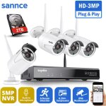 Wifi 4  camras 8ch kit de vidosurveillance nvr 3mp camra ip wifi ip66 tanche smart ai dtection ...