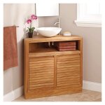 Meuble sous vasque  poser d'angle en teck 85 cm - corner