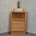 Meuble sous vasque � poser d'angle en teck massif 50 cm - corner s