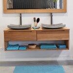 Wildwater - meuble sous vasque suspendu en teck massif 120 cm, khartane