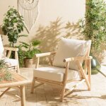 Macabane - will - fauteuil madura en branches de teck naturel coussins blancs Macabane - will - fauteuil madura en branches de teck naturel coussins blancs