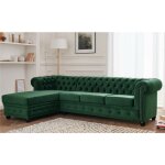 Lisa design - william - canapé chesterfield d'angle gauche - 4 places - en velours - vert Lisa design - william - canapé chesterfield d'angle gauche - 4 places - en velours - vert