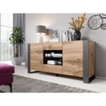 Bestmobilier - willow - buffet bas - effet bois et gris - 164 cm - style industriel
