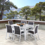 Wilsa garden - salon de jardin ensemble modulowood t 6 / 10 + f 6 d�co bois blanc