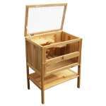 Wiltec - clapier ? 60 x 40 x 80 cm ? 2 étages ? bois sapin ? avec esaclier, couvercle rabattable et façade ... Wiltec - clapier ? 60 x 40 x 80 cm ? 2 étages ? bois sapin ? avec esaclier, couvercle rabattable et façade ...