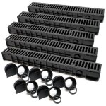 Wiltec - 5x caniveau ? 1000 x 140 x 115 mm ? capacit� de charge 12, 5 t ? avec grille de recouvrement ...