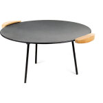 Wiltec dutch oven plaque gril de barbecue 44cm ronde fonte poignes en bois jeu 2 pieds 20cm et 32cm ...