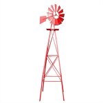 Wiltec - olienne de jardin design us ? 670 x 670 x 2450 mm ? couleur rouge ? moulin avec roulement  ...