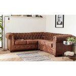 Lisa design - winston - canap d'angle chesterfield - 5 places - style industriel - marron