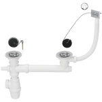 Wirquin pro - siphon r�glable et bondes � bouchon �60 pour �vier 2 bacs