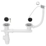 Wirquin pro - siphon rglable et bondes  bouchon 60 pour vier 2 bacs