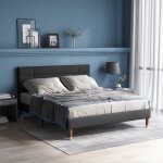 Wishdor - lit adulte 140x200 cm, lit capitonn 140x200 cm avec sommier  lattes et tte de lit capitonn, ...