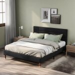 Wishdor - lit adulte 140x200 cm, lit capitonn 140x200 cm avec sommier  lattes et tte de lit capitonn, ...