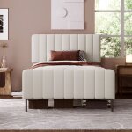 Wishdor - lit rembourr 90x200 cm, lit simple 90x200 cm, cadre de lit avec sommier  lattes et tte de ...