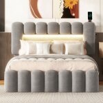 Wishdor - lit 140x200 cm avec 4 tiroirs, lit adulte 140x200 cm, lit capitonn avec led avec usb et systme ...
