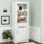 Wishdor - vitrine blanc laqu�, vitrine led, vitrine salon avec �tag�res